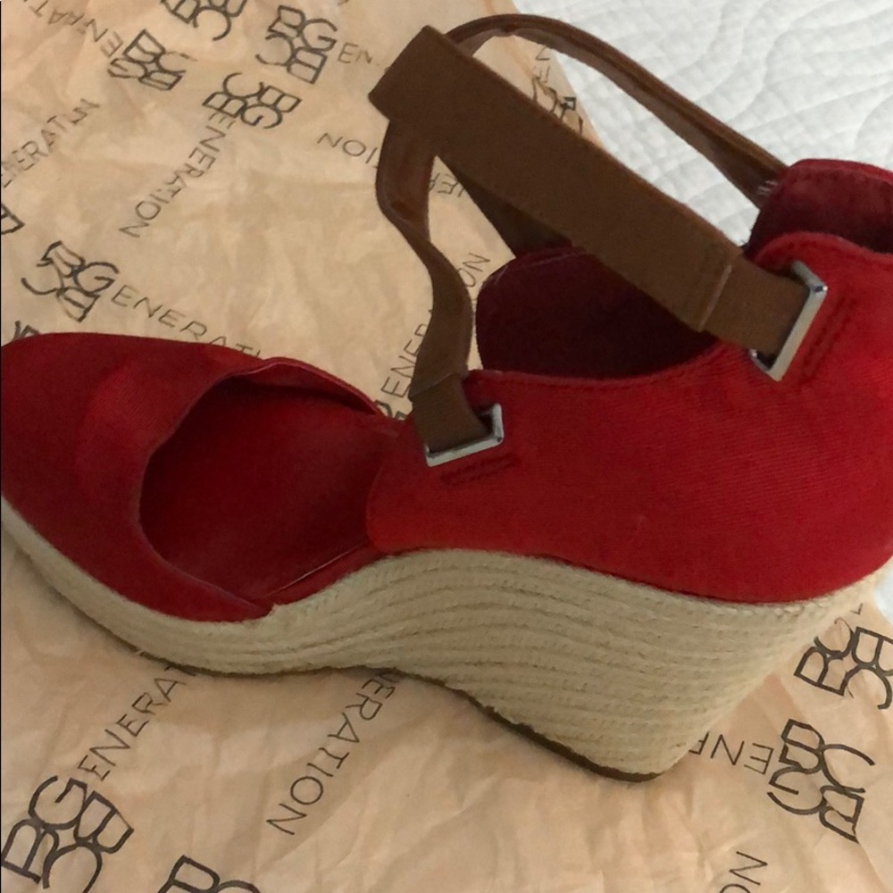 BCBG Red wedges size 9.5 NWT